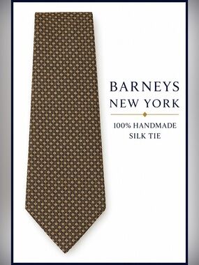Barneys New York 100% Handmade Silk Tie | 3.75” Wide | Classic Designer Necktie